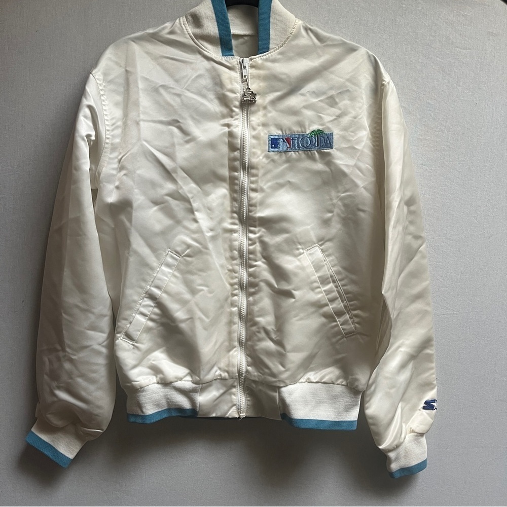 Vintage Starter Florida MLB Satin Bomber Jacket Size L